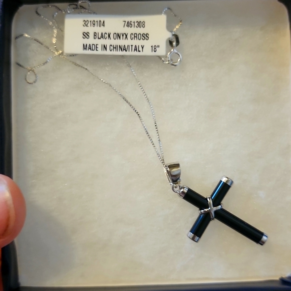 Sterling silver onyx cross